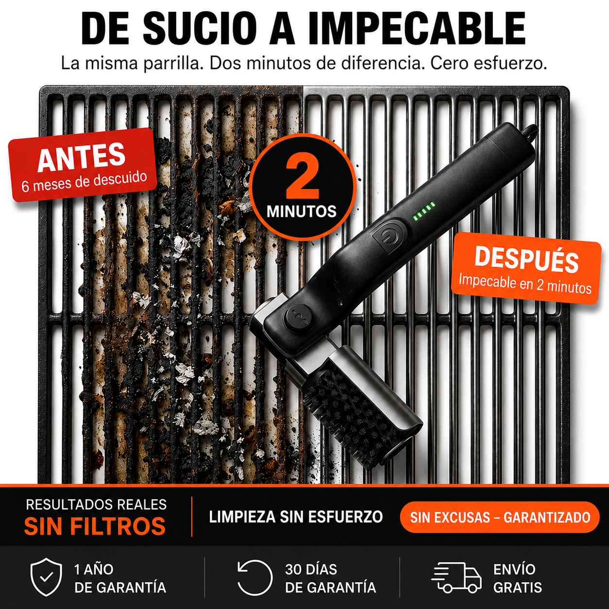GrillClean Pro™ - Cepillo Limpiador de Parrillas sin Cerdas Metálicas