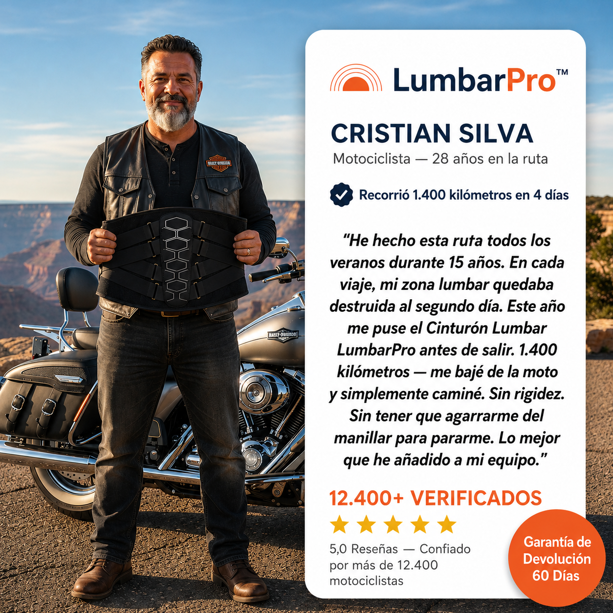LumbarPro™ - Soporte Lumbar para Motociclistas