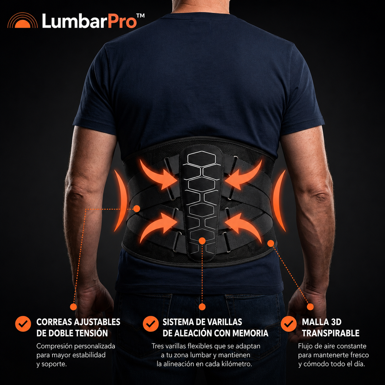 LumbarPro™ - Soporte Lumbar para Motociclistas